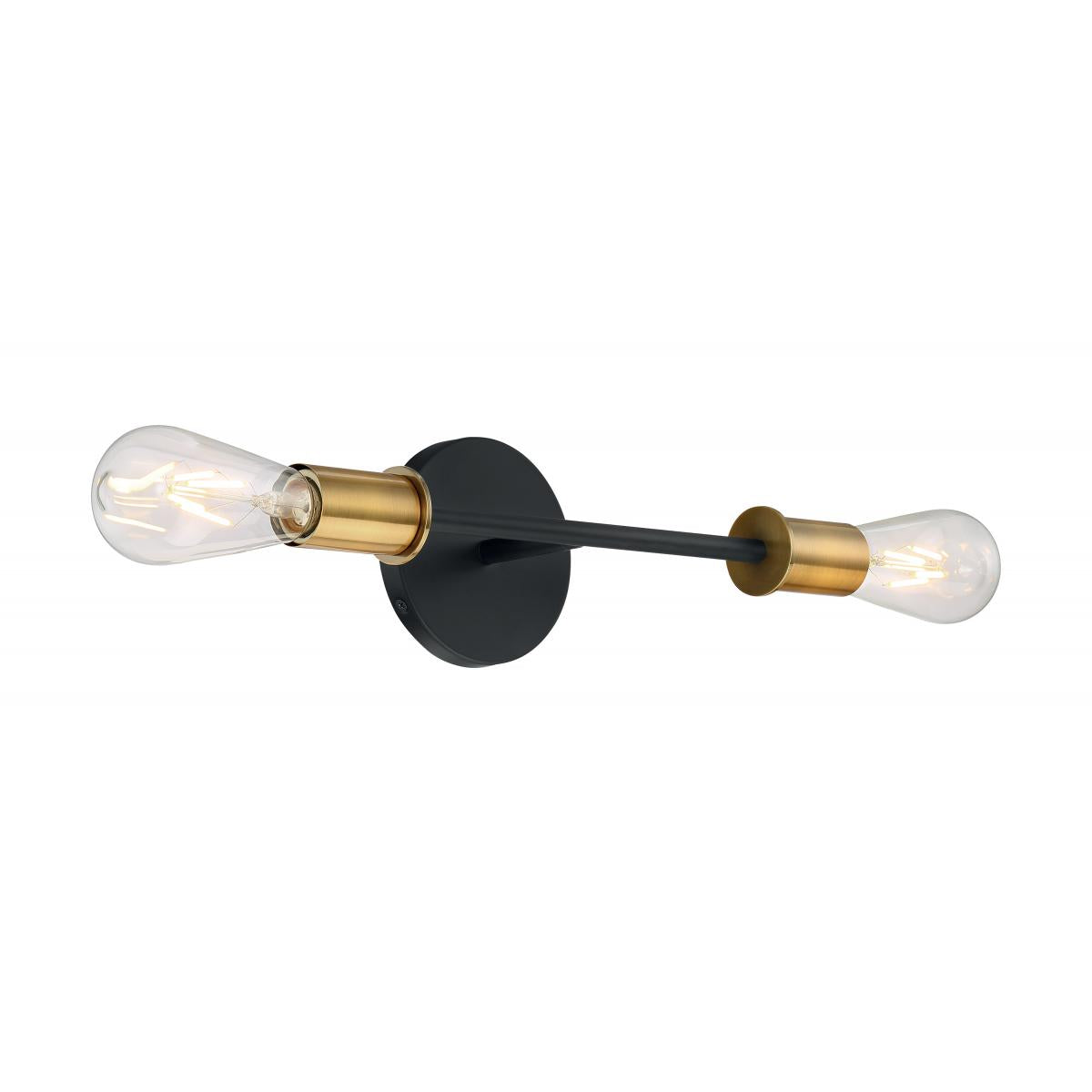 Nuvo 60-7342 Ryder 2 Light Vanity – Black and Brushed Brass Finish, 60W Max, 120V, cETLus Listed