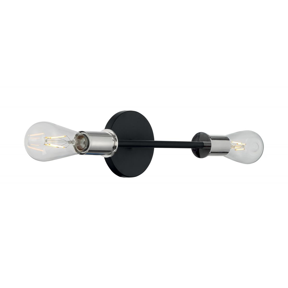 Nuvo 60-7352 Ryder 2 Light Vanity – Black and Polished Nickel Finish, 60W Max, 120V, cETLus Listed