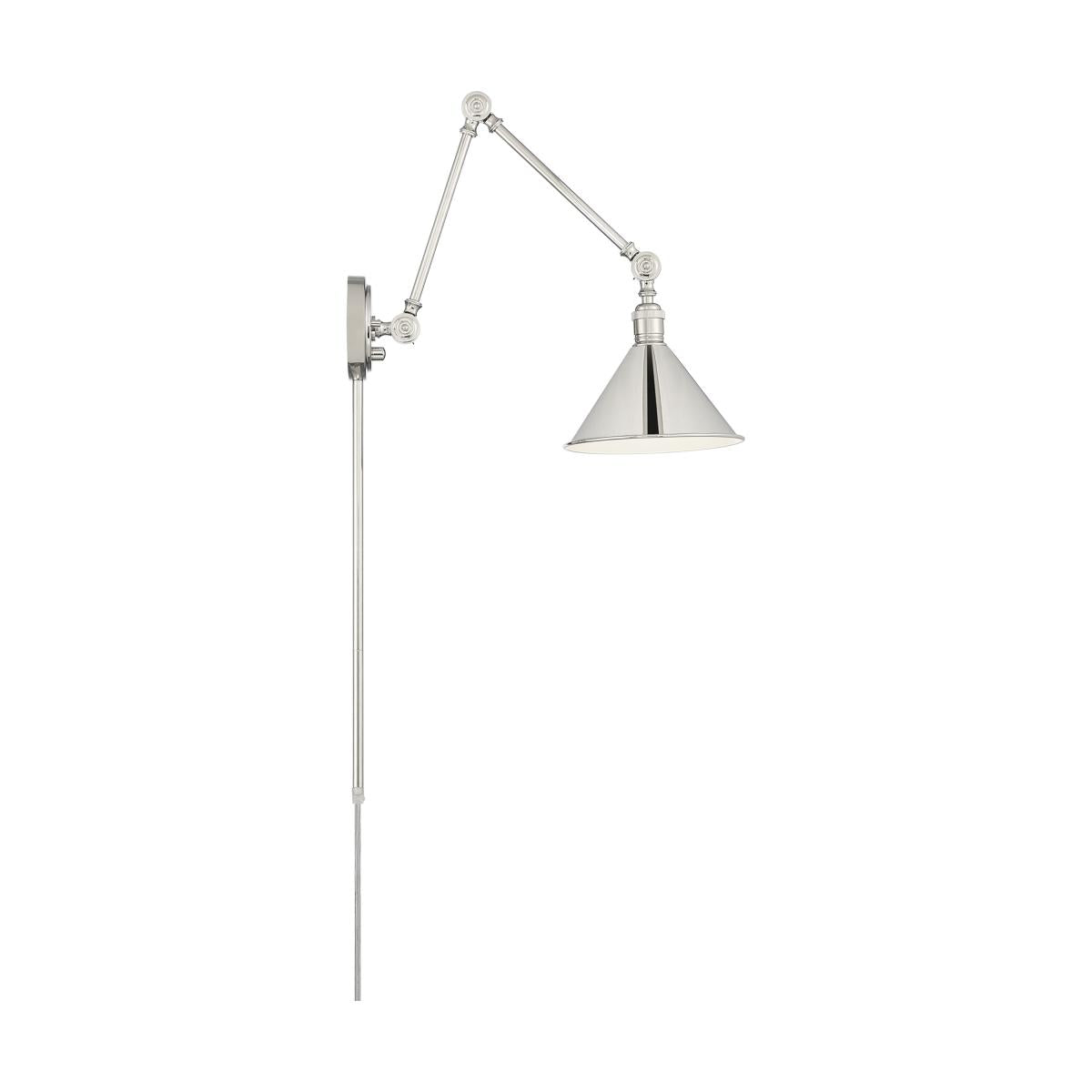 Nuvo 60-7362 Delancey Swing Arm Fixture – Polished Nickel, 60W Max, 120V, cETLus Listed