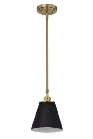 Nuvo 60-7408 Dover Pendant Light, Wattage 60W, Voltage 110V, Black/Vintage Brass, Small