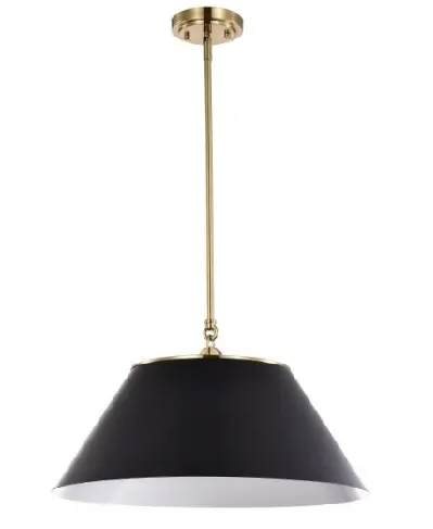 Nuvo 60-7414 Dover Pendant, 3-Light, Wattage 60W, Voltage 110V, Black /Vintage Brass, Large