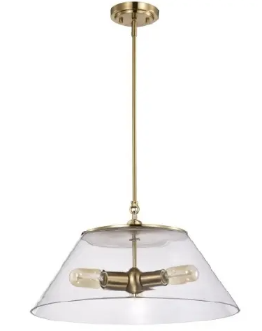 Nuvo 60-7416 Dover Pendant, 3-Light, Wattage 60W, Voltage 110V, Glass/Vintage Brass, Large