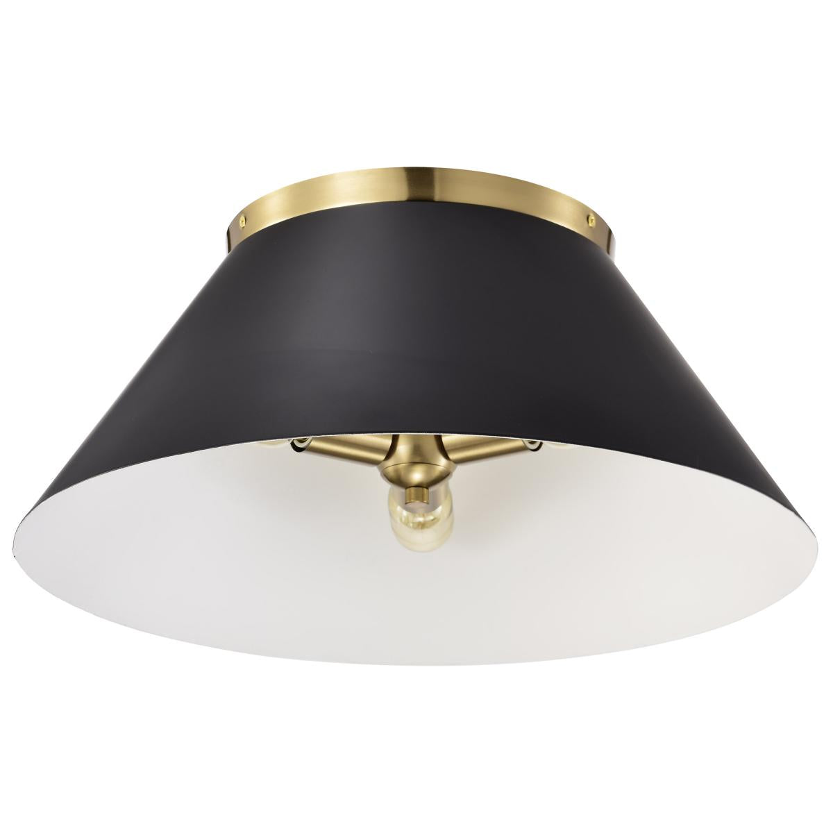 Nuvo 60-7420 Dover 3 Light Large Flush Mount – Black with Vintage Brass, 60W Max, 120V, cETLus Listed
