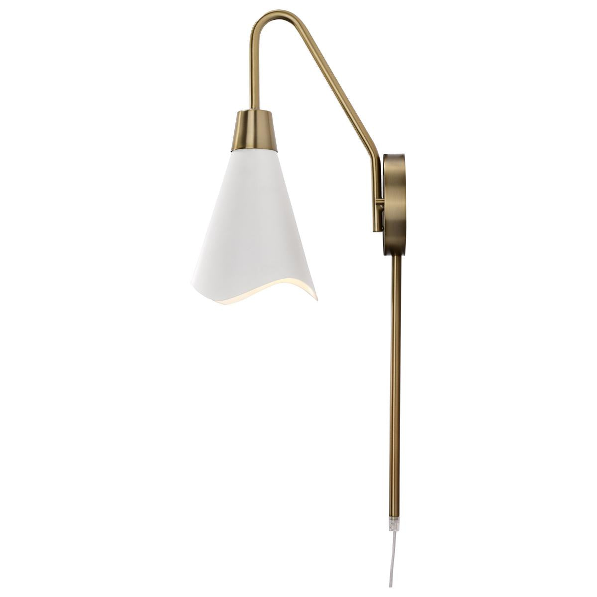 Nuvo 60-7468 Tango 1 Light Wall Sconce – Matte White with Burnished Brass, 60W Max, 120V, cETLus Listed