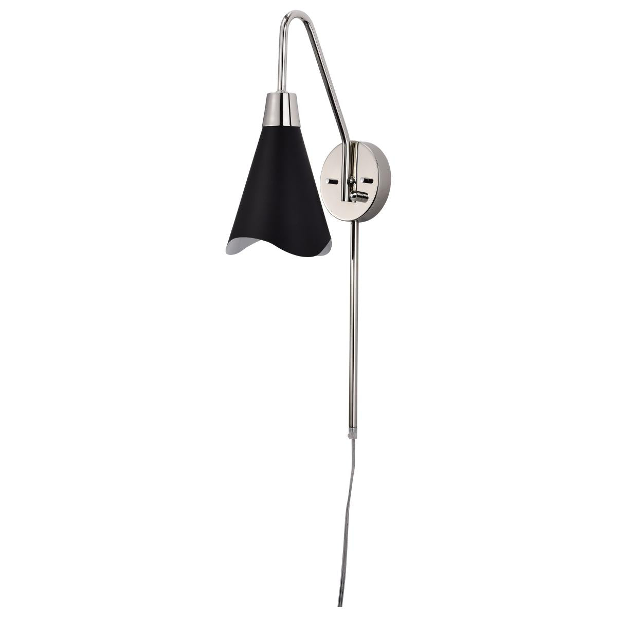 Nuvo 60-7469 Tango 1 Light Wall Sconce – Matte Black with Burnished Brass, 60W Max, 120V, cETLus Listed