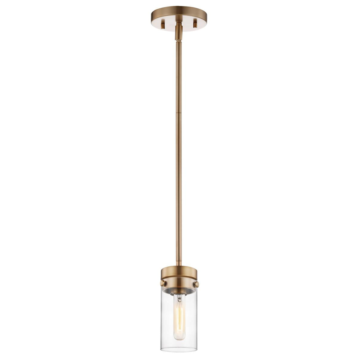 Nuvo 60-7529 Intersection 1 Light Mini Pendant – Burnished Brass with Clear Glass, 60W Max, 120V, cULus Listed