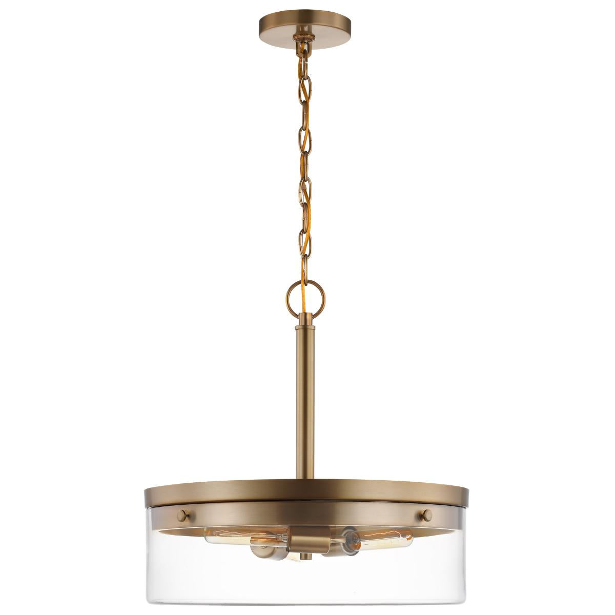 Nuvo 60-7530 Intersection 3 Light Pendant – Burnished Brass with Clear Glass, 60W Max, 120V, cULus Listed