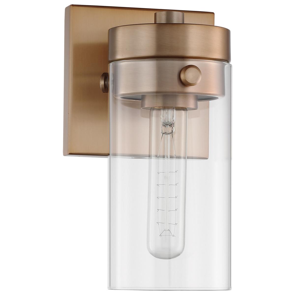 Nuvo 60-7531 Intersection 1 Light Vanity – Burnished Brass with Clear Glass, 60W Max, 120V, cULus Listed