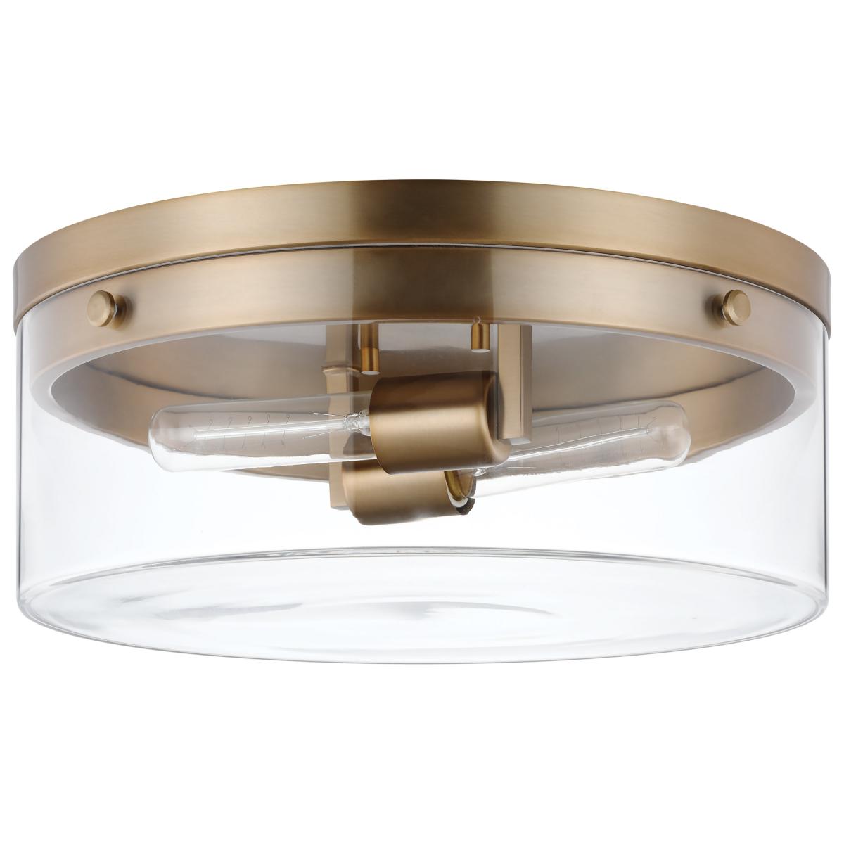 Nuvo 60-7536 Intersection Small Flush Mount – Burnished Brass with Clear Glass, 60W Max, 120V, cULus Listed