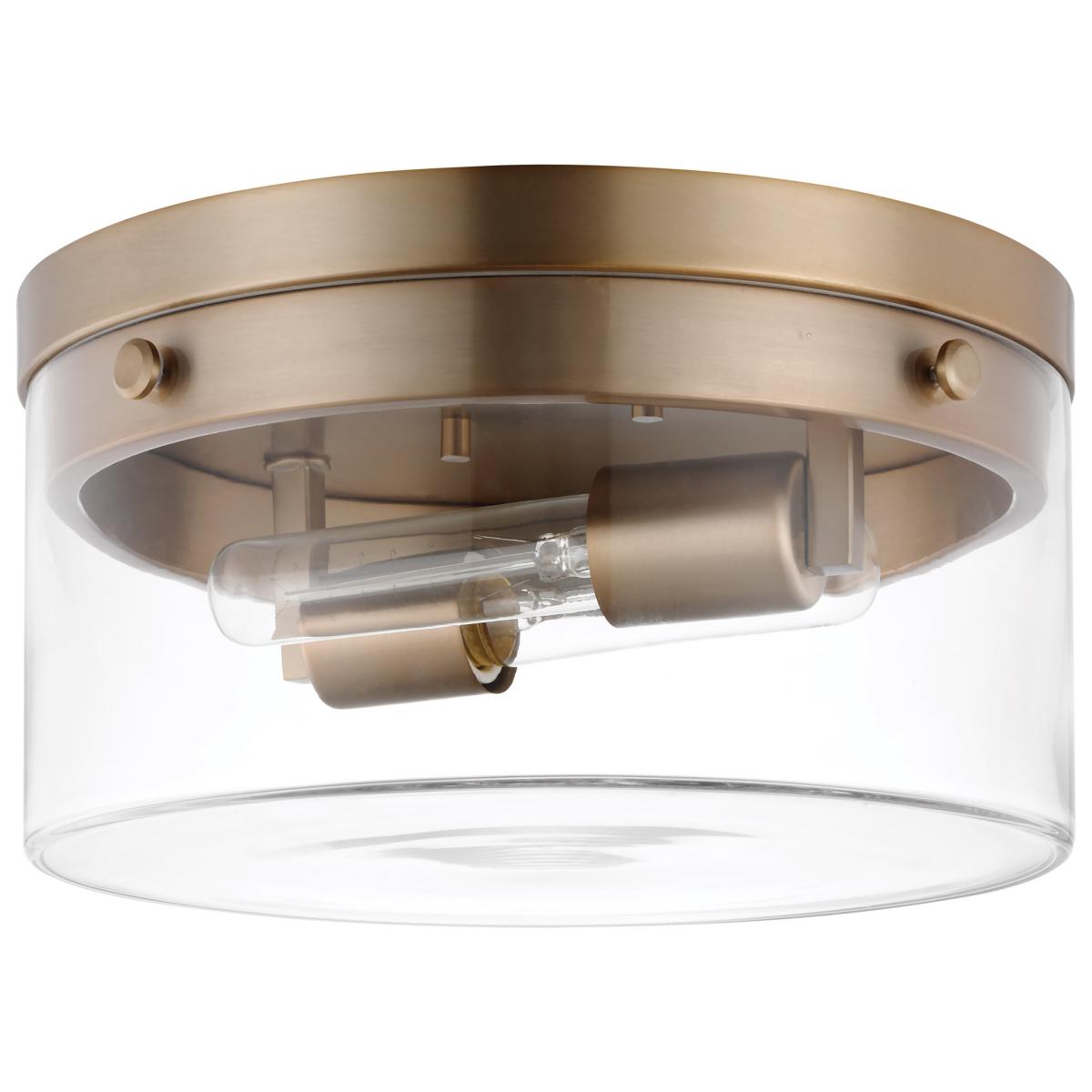 Nuvo 60-7537 Intersection Medium Flush Mount – Burnished Brass with Clear Glass, 60W Max, 120V, cULus Listed