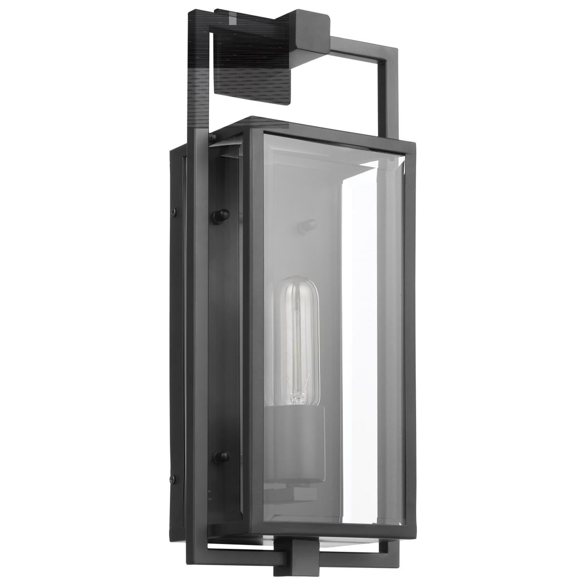 Nuvo 60-7543 Exhibit 1 Light Small Wall Lantern – Matte Black Finish with Clear Beveled Glass, 60W Max, 120V, cETLus Listed