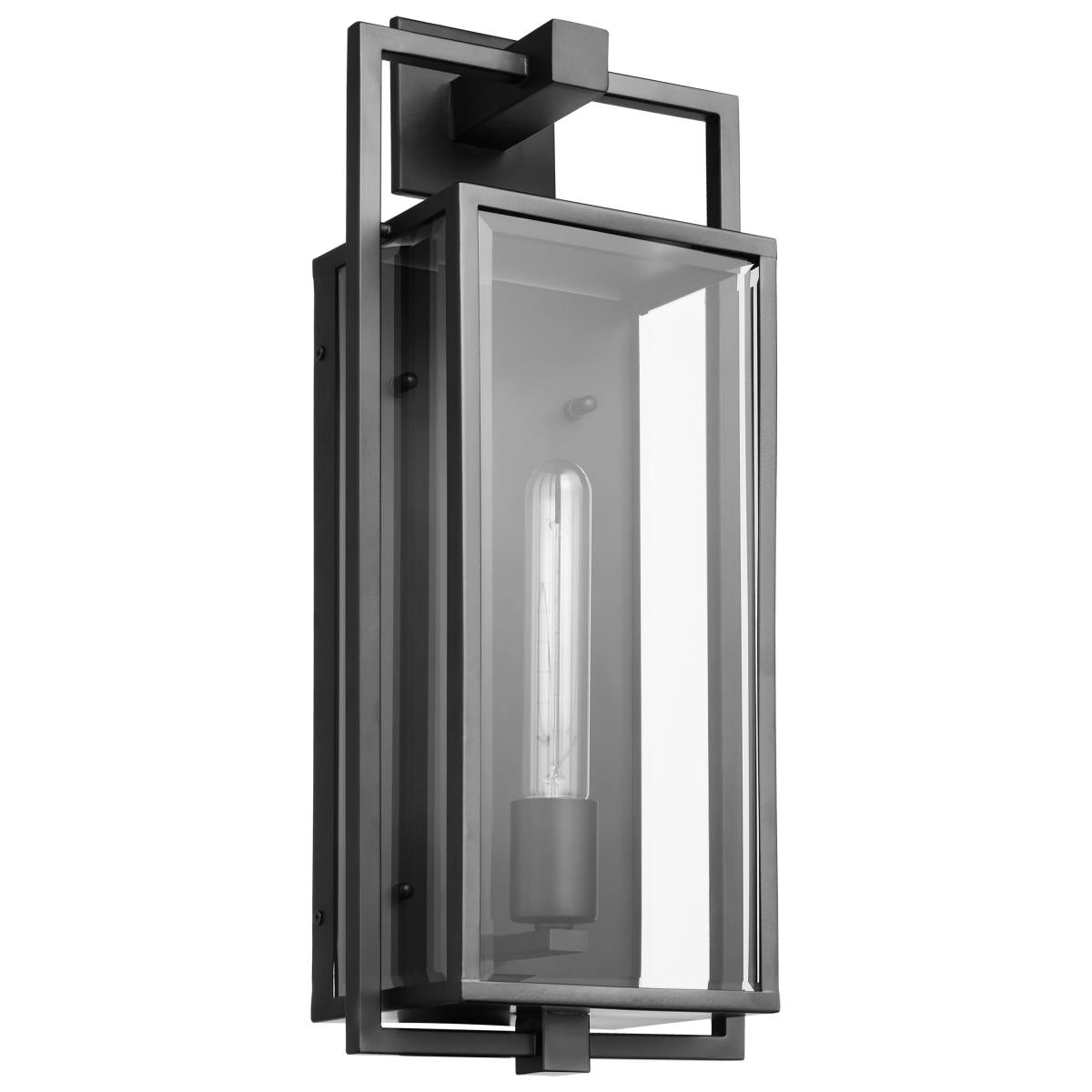 Nuvo 60-7545 Exhibit 1 Light Large Wall Lantern – Matte Black Finish with Clear Beveled Glass, 60W Max, 120V, cETLus Listed