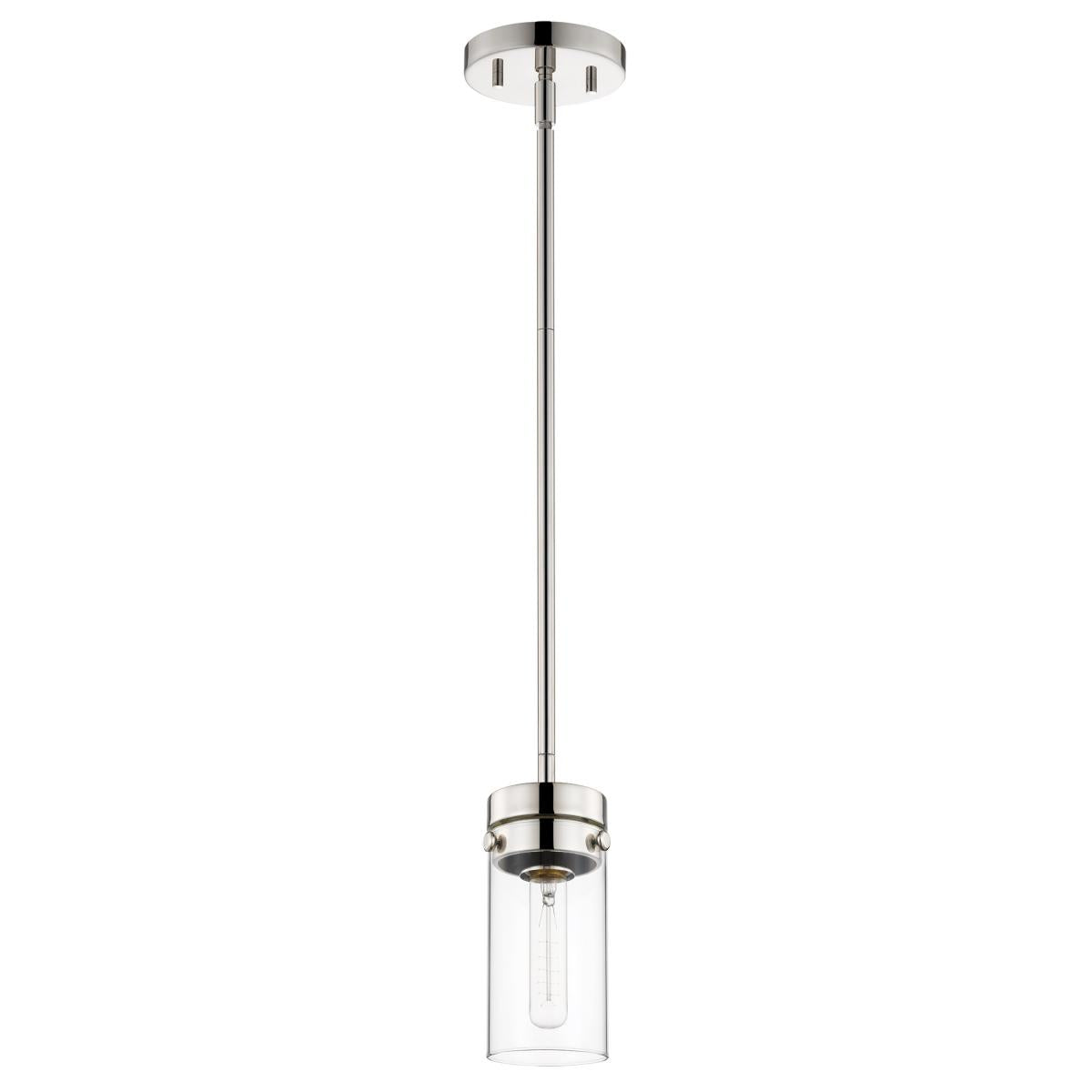 Nuvo 60-7629 Intersection 1 Light Mini Pendant – Polished Nickel with Clear Glass, 60W Max, 120V, cULus Listed