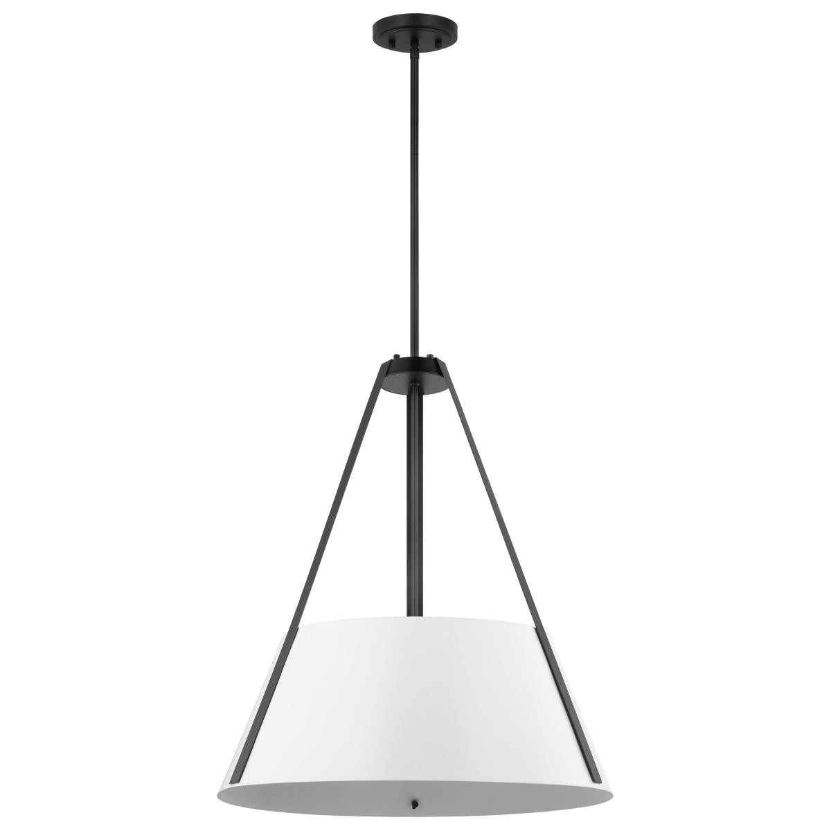 Nuvo 60-7697 Brewster 3 Light Pendant – Black Finish with White Metal Shade, 60W Max, 120V, cETLus Listed