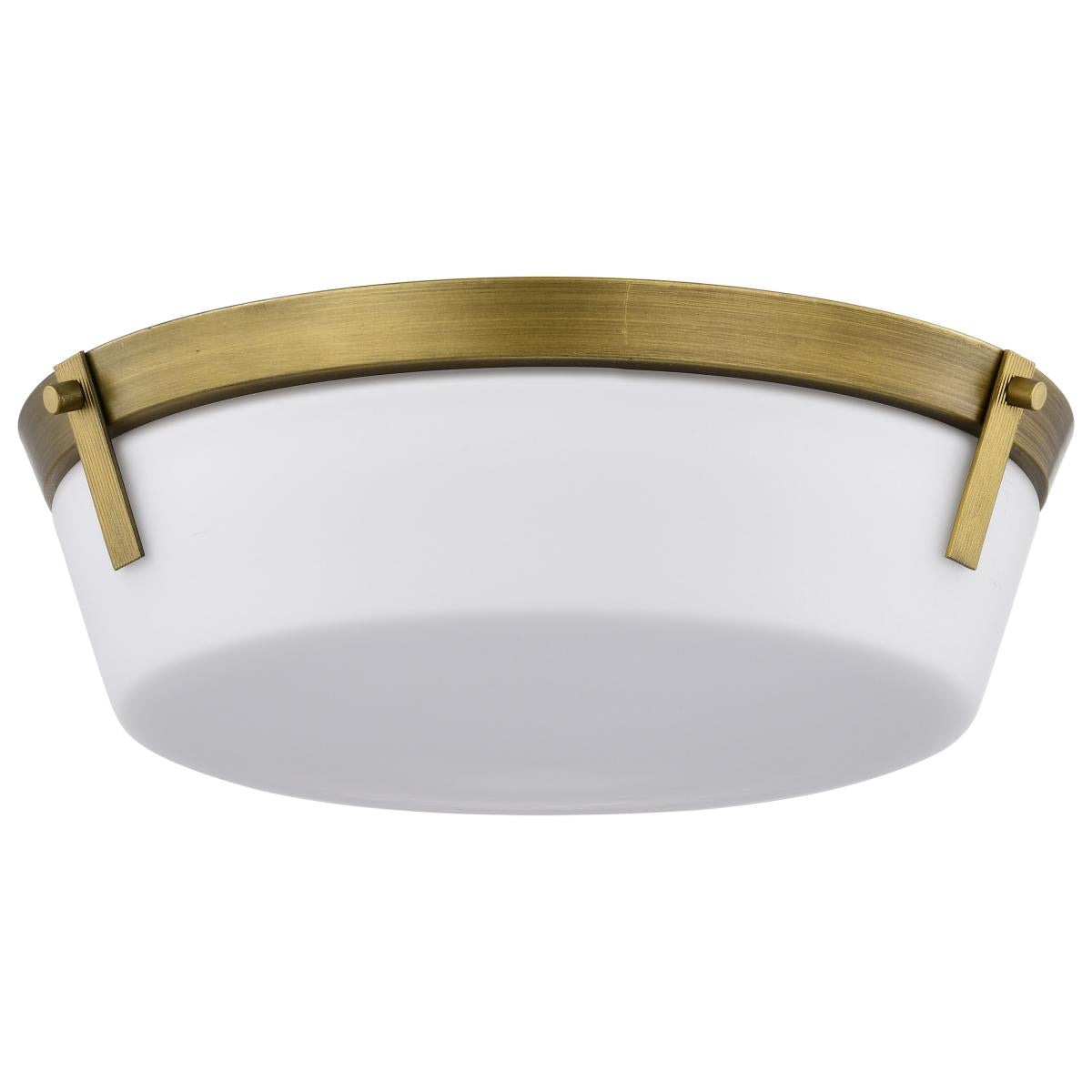 Nuvo 60-7750 Rowen 3 Light Flush Mount – Natural Brass Finish with Etched White Glass, 60W Max, 120V, cULus Listed