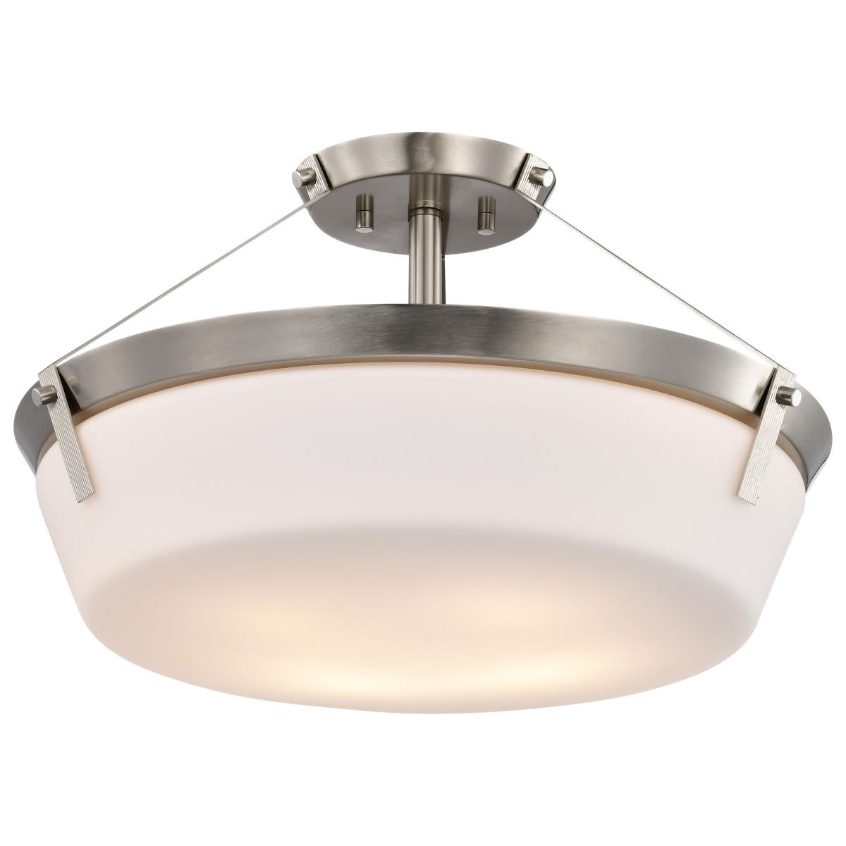 Nuvo 60-7762 Rowen 4 Light Semi Flush Mount – Brushed Nickel Finish with Etched White Glass, 60W Max, 120V, cULus Listed