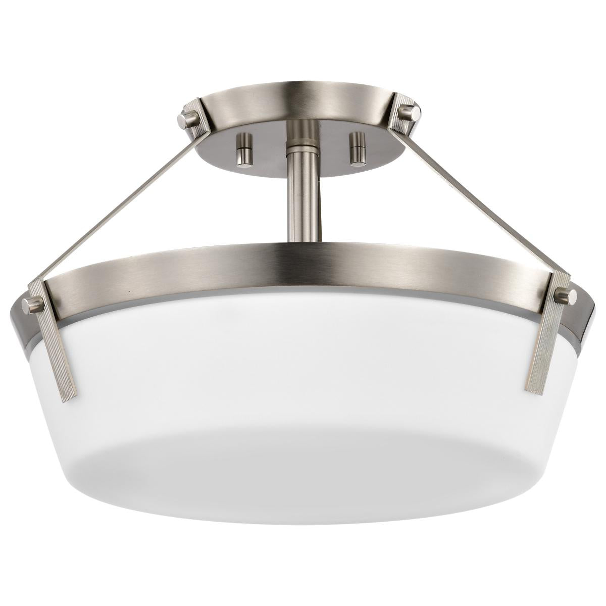 Nuvo 60-7763 Rowen 3 Light Semi Flush Mount – Brushed Nickel Finish with Etched White Glass, 60W Max, 120V, cULus Listed