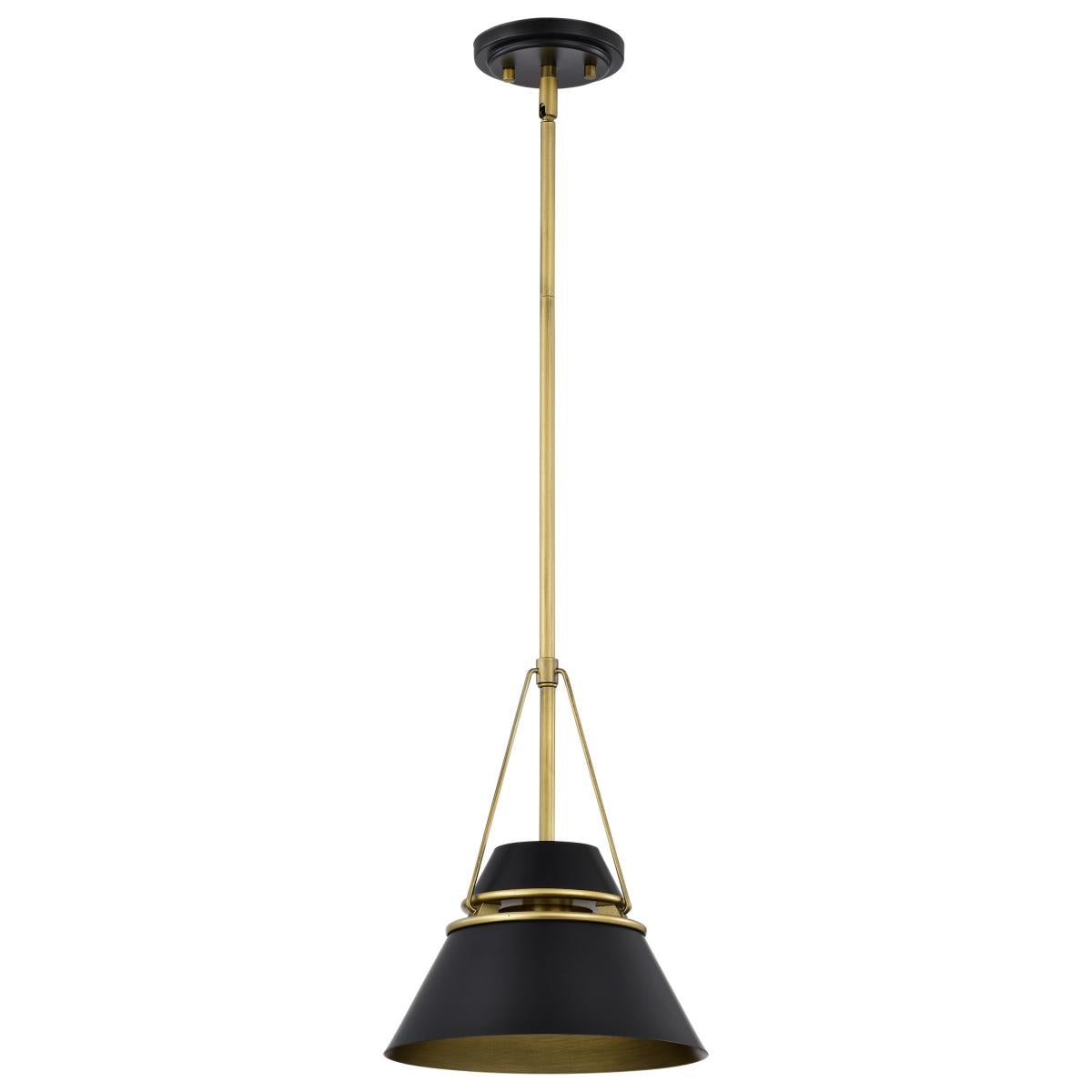 Nuvo 60-7767 Adina 1 Light Small Pendant – Matte Black and Natural Brass Finish, 60W Max, 120V, cULus Listed