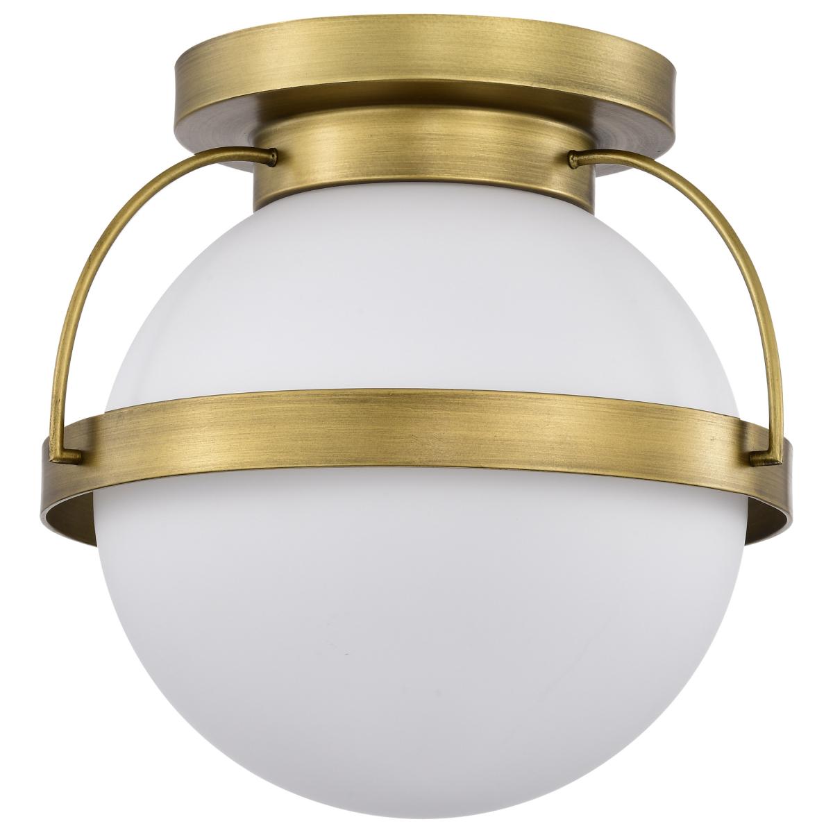 Nuvo 60-7780 Lakeshore 1 Light Small Flush Mount – Natural Brass Finish with White Opal Glass, 60W Max, 120V, cULus Listed