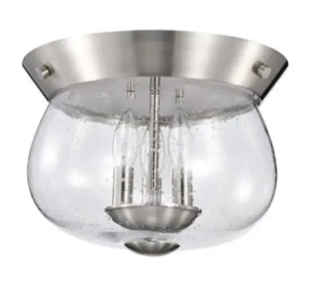 Nuvo 60-7808 Boliver Flush Mount Fixture w/o Bulbs, 3-Light, Voltage 120V, Brushed Nickel