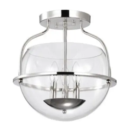 Nuvo 60-7822 Amado Semi Flush Mount Fixture w/o Bulbs, 3-Light, Polished Nickel