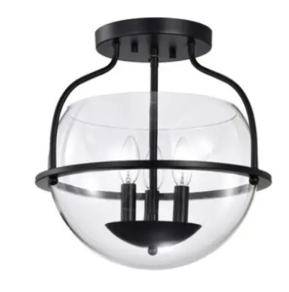 Nuvo 60-7823 Amado Semi Flush Mount Fixture w/o Bulbs, 3-Light, Matte Black