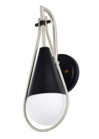 Nuvo 60-7911 Admiral Wall Sconce Fixture w/o Bulb, Matte Black/Brushed Nickel