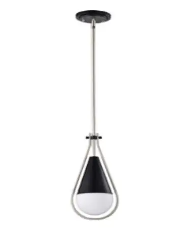 Nuvo 60-7912 6-in Admiral Pendant Fixture w/o Bulb, Matte Black/Brushed Nickel