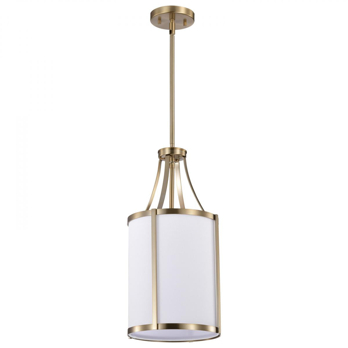 Nuvo 60-7961 Easton 1 Light Pendant – Burnished Brass Finish with White Linen Shade, 100W Max, 120V, cULus Certified