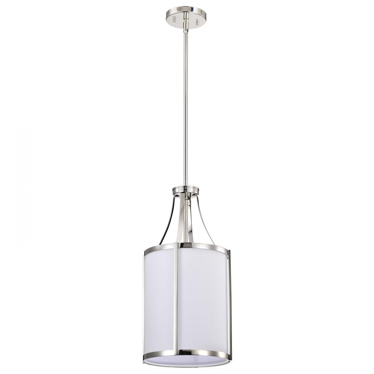 Nuvo 60-7971 Easton 1 Light Pendant – Polished Nickel Finish with White Linen Shade, 100W Max, 120V, cULus Certified