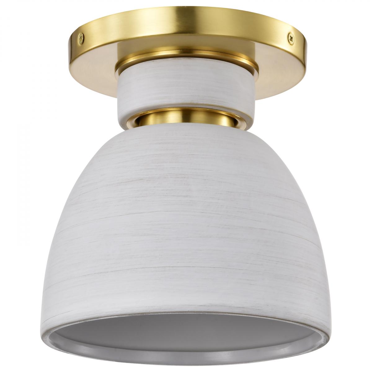 Nuvo 60-8001 Collins 8" Ceramic Flush Mount – Brushed Brass Finish with Gold Accents, 60W Max, 120V, cETLus Listed