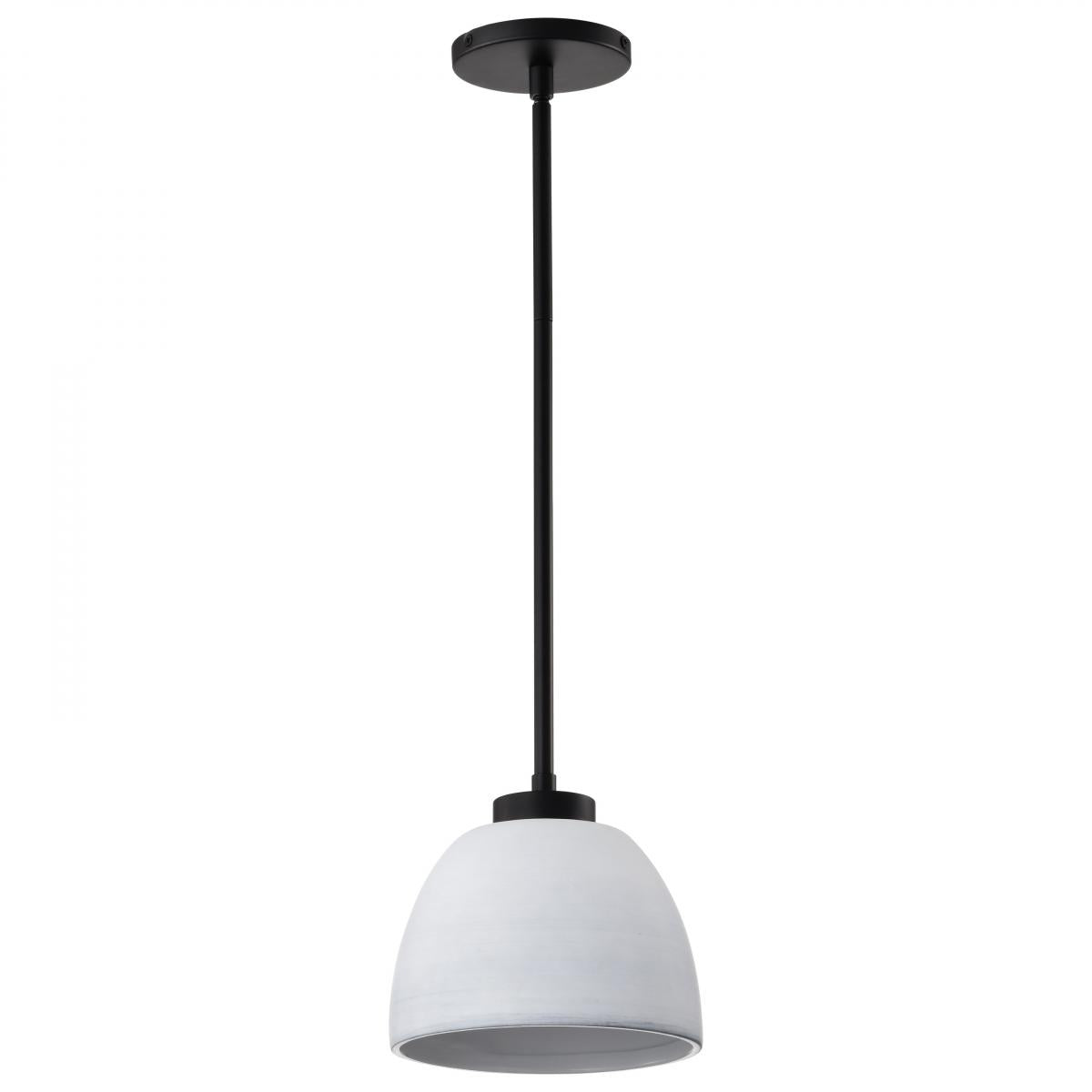 Nuvo 60-8012 Collins 8" Ceramic Mini Pendant – Matte Black Finish with Silver Accents, 60W Max, 120V, cETLus Listed