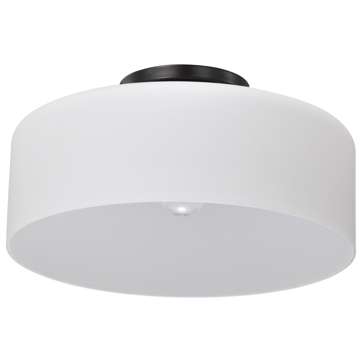 Nuvo 60-8035 Warren 1-Light Semi-Flush Mount, 13", Gun Metal, Satin White Glass, 60W, 120V, Dry Rated