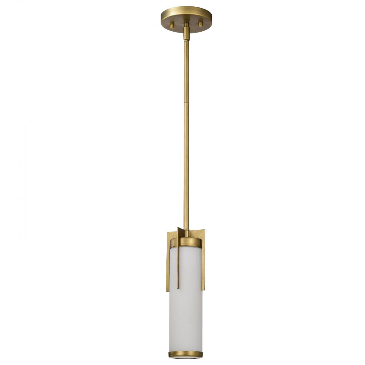 NUVO 60-8043 8043 Roselle 1-Light Mini Pendant, 3.75", Natural Brass, White Glass, 60W, 120V, 36" Stem, Dry Rated