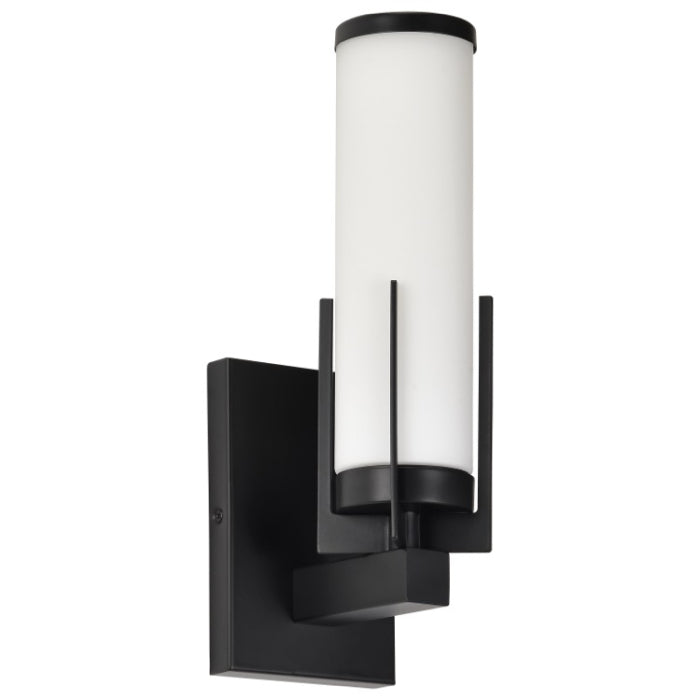Nuvo 60-8051 Roselle 1-Light Vanity Fixture - Matte Black / White Glass