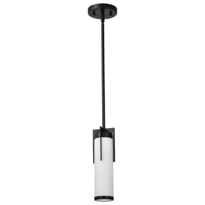 Nuvo 60-8053 Roselle Mini Pendant, Matte Black, White Glass Shade