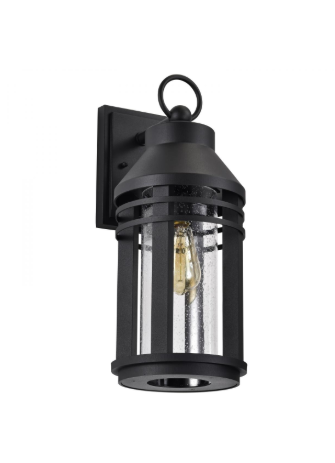 Nuvo 60-8103 Wilton; 1 Light Large Wall Lantern; Matte Black with Clear Seeded Glass