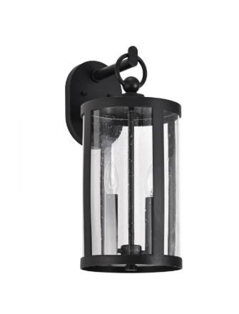 Nuvo 60-8112 Broadstone; 2 Light Medium Wall Lantern; Matte Black with Clear Seeded Glass
