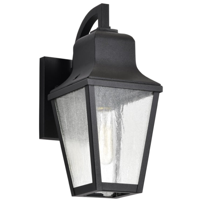Nuvo 60-8131 Lawrence 1-Light Small Outdoor Wall Lantern - Matte Black / Clear Seeded Glass