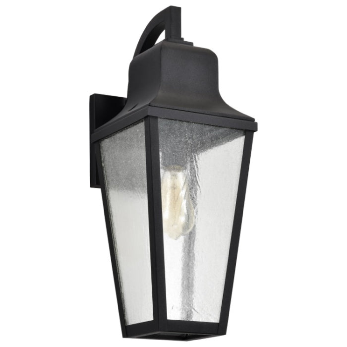 Nuvo 60-8133 Lawrence 1-Light Large Outdoor Wall Lantern - Matte Black / Clear Seeded Glass