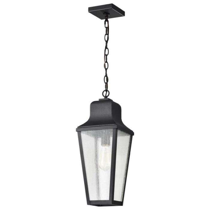 Nuvo 60-8135 Lawrence 1-Light Hanging Lantern - Matte Black / Clear Seeded Glass