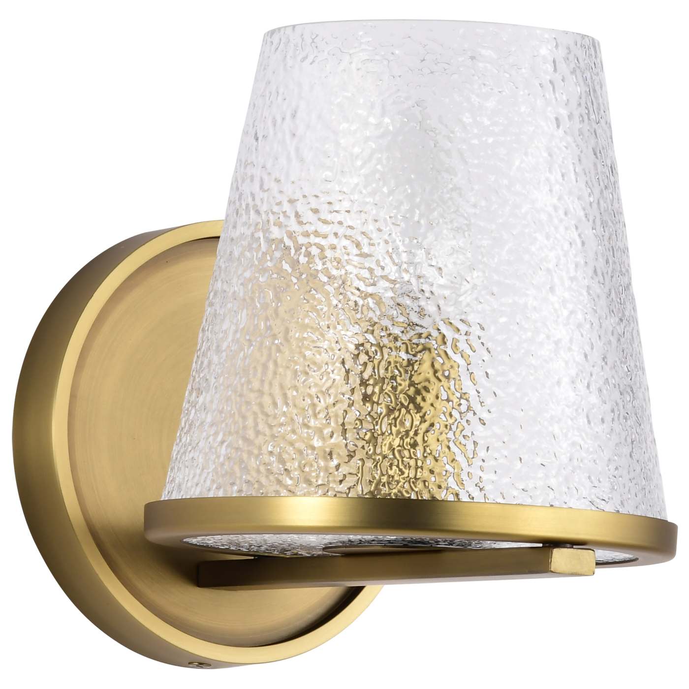 Nuvo 60-8261 Valentine LED Vanity Wall Light - Hammered Glass - Wattage: 60W - Finish: Vintage Brass