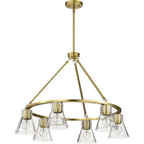 Nuvo 60-8345 Gianna 30" 6-Light Chandelier Ceiling Light, Brass Finish