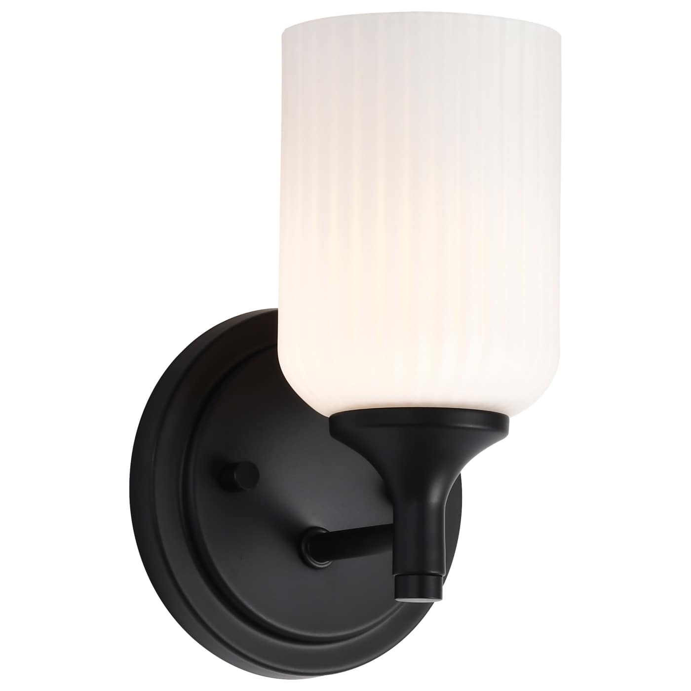Nuvo 60-8641 Solara 5" 1 Lights Indoor Vanity Wall Light - Finish: Matte Black - Frosted Ribbed Glass