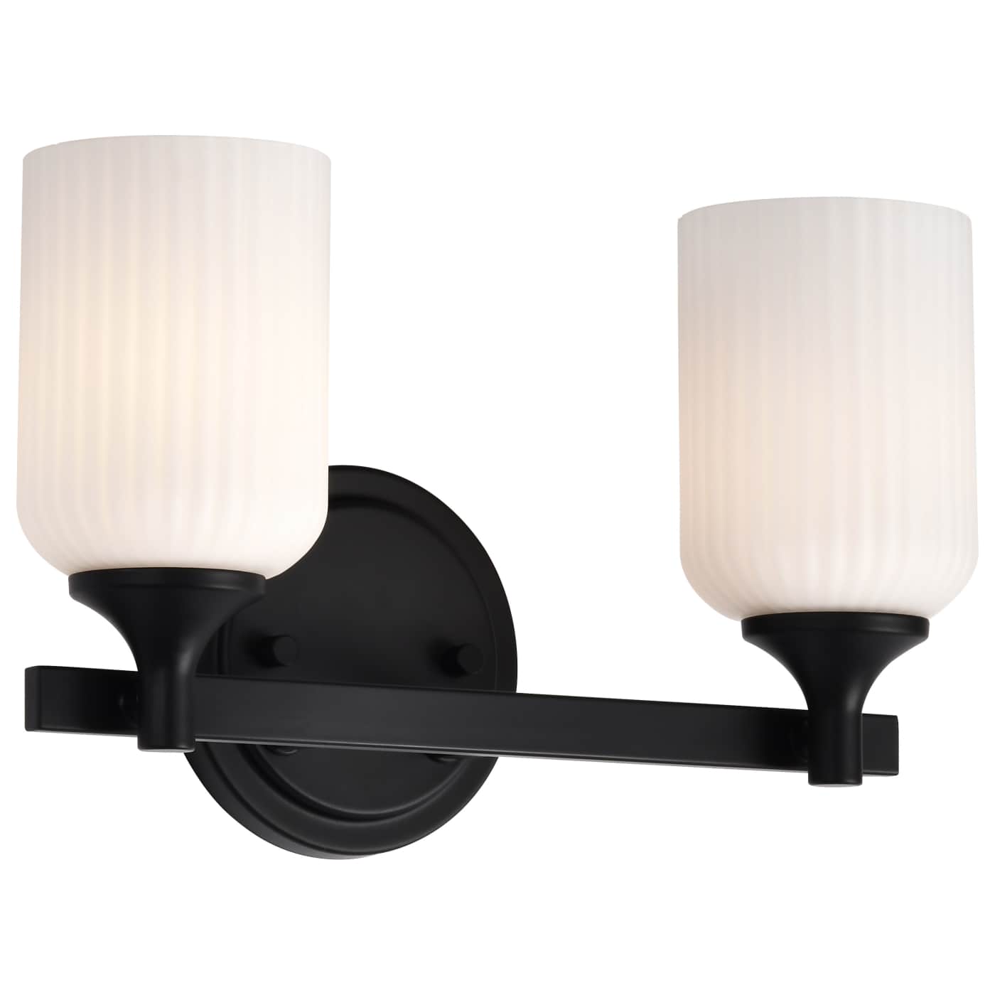 Nuvo 60-8642 Solara 13.38" 2 Lights Indoor Vanity Wall Light - Finish: Matte Black - Frosted Ribbed Glass