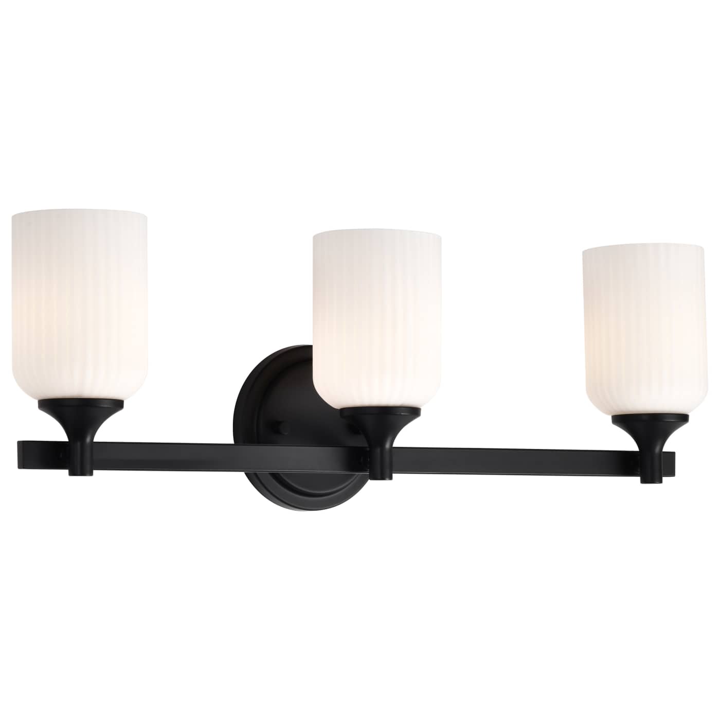 Nuvo 60-8643 Solara 23" 3 Lights Indoor Vanity Wall Light - Finish: Matte Black - Frosted Ribbed Glass