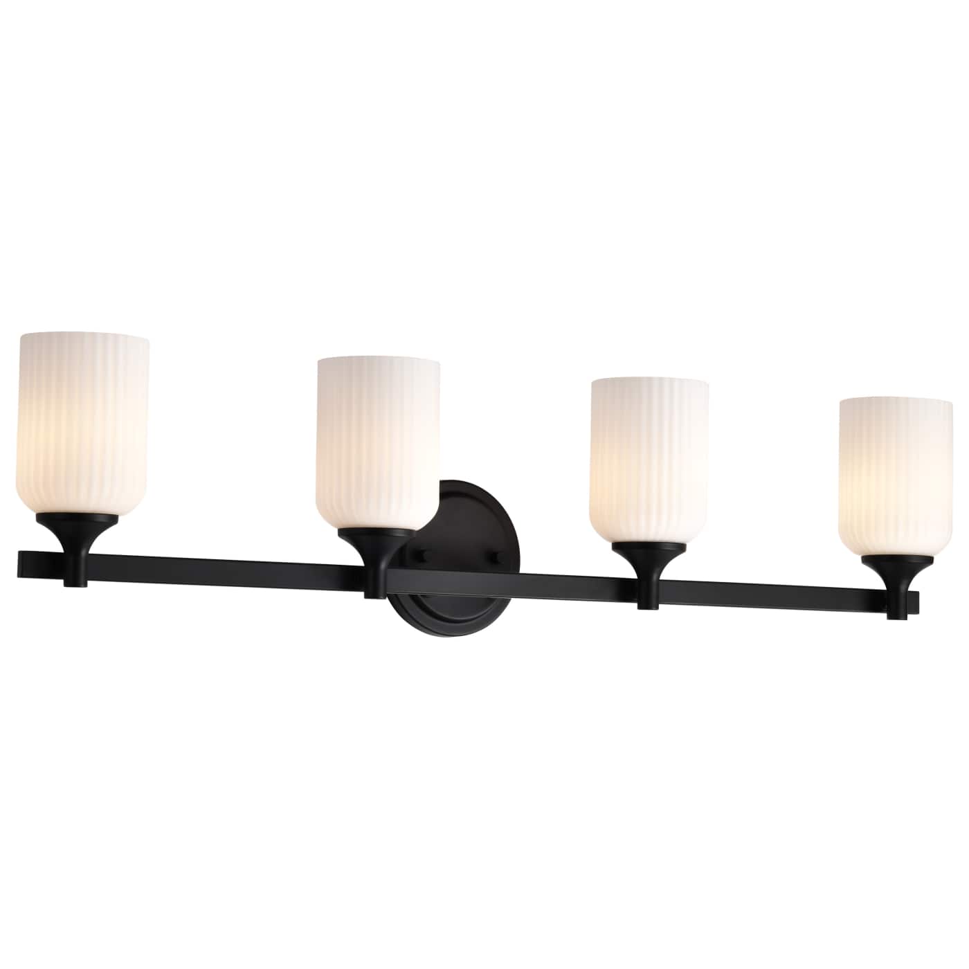 Nuvo 60-8644 Solara 32.63" 4 Lights Indoor Vanity Wall Light - Finish: Matte Black - Frosted Ribbed Glass