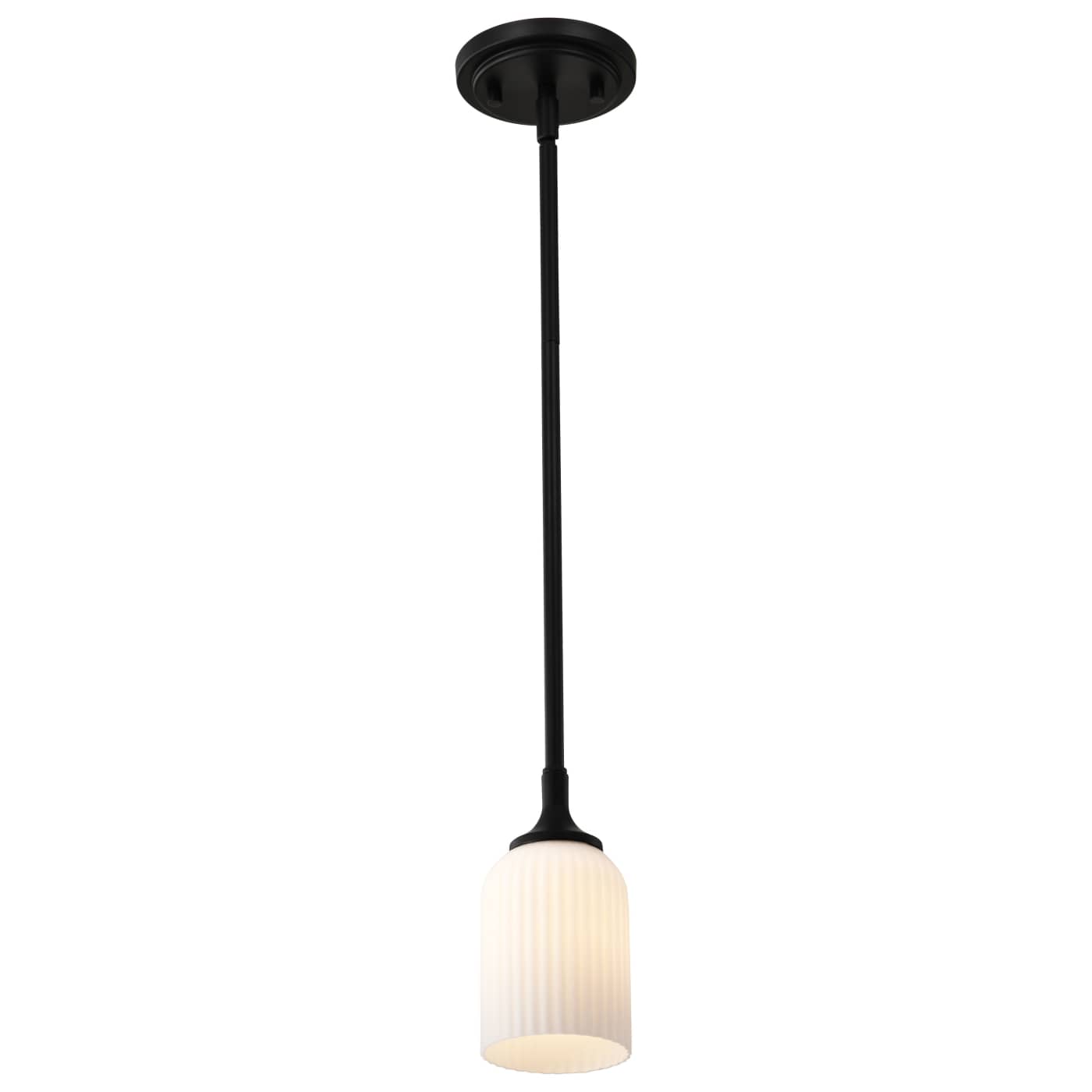 Nuvo 60-8645 Solara 5" 1 Light Indoor Pendant Ceiling Light - Finish: Matte Black - Frosted Ribbed Glass
