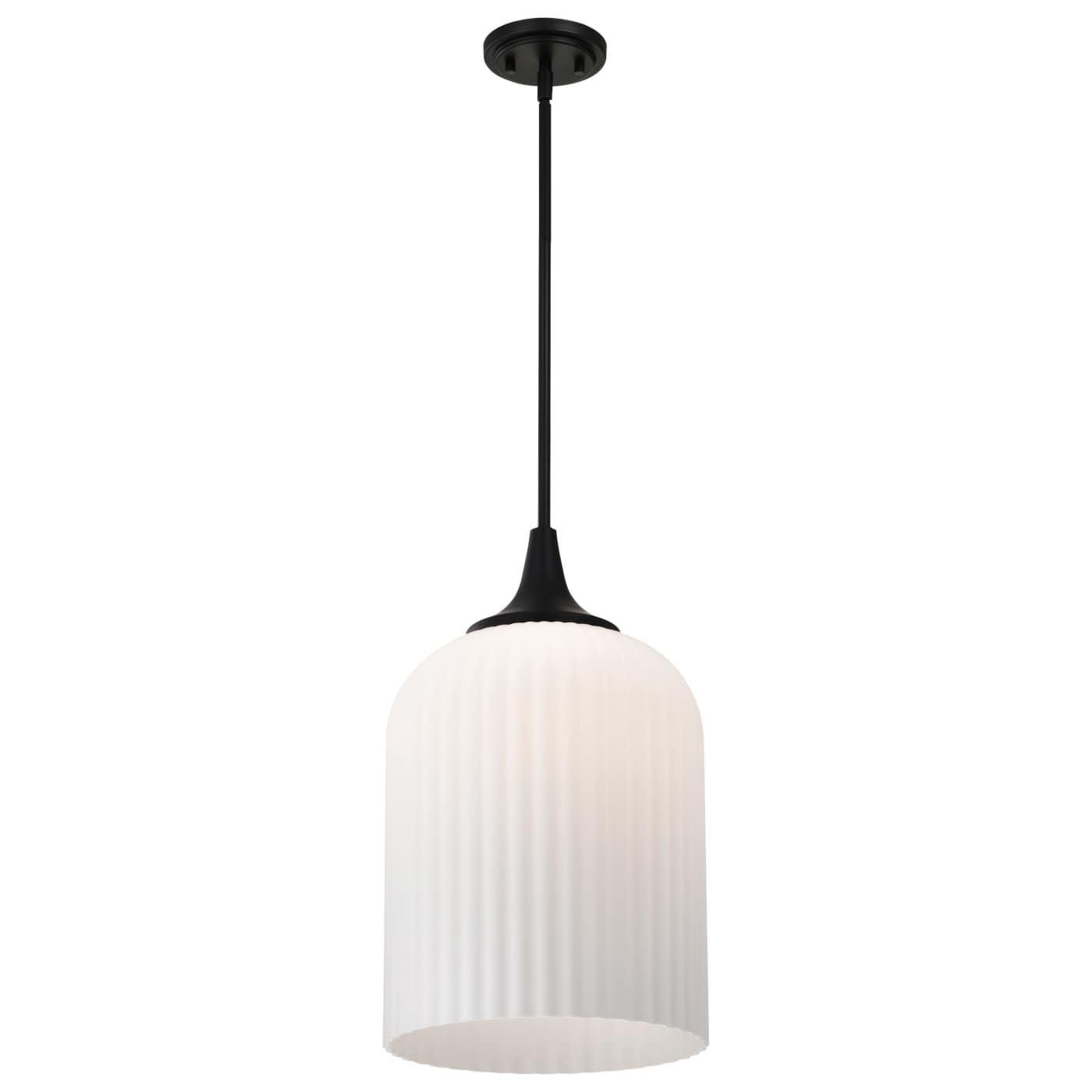 Nuvo 60-8646 Solara 12" 1 Light Indoor Pendant Ceiling Light - Finish: Matte Black - Frosted Ribbed Glass