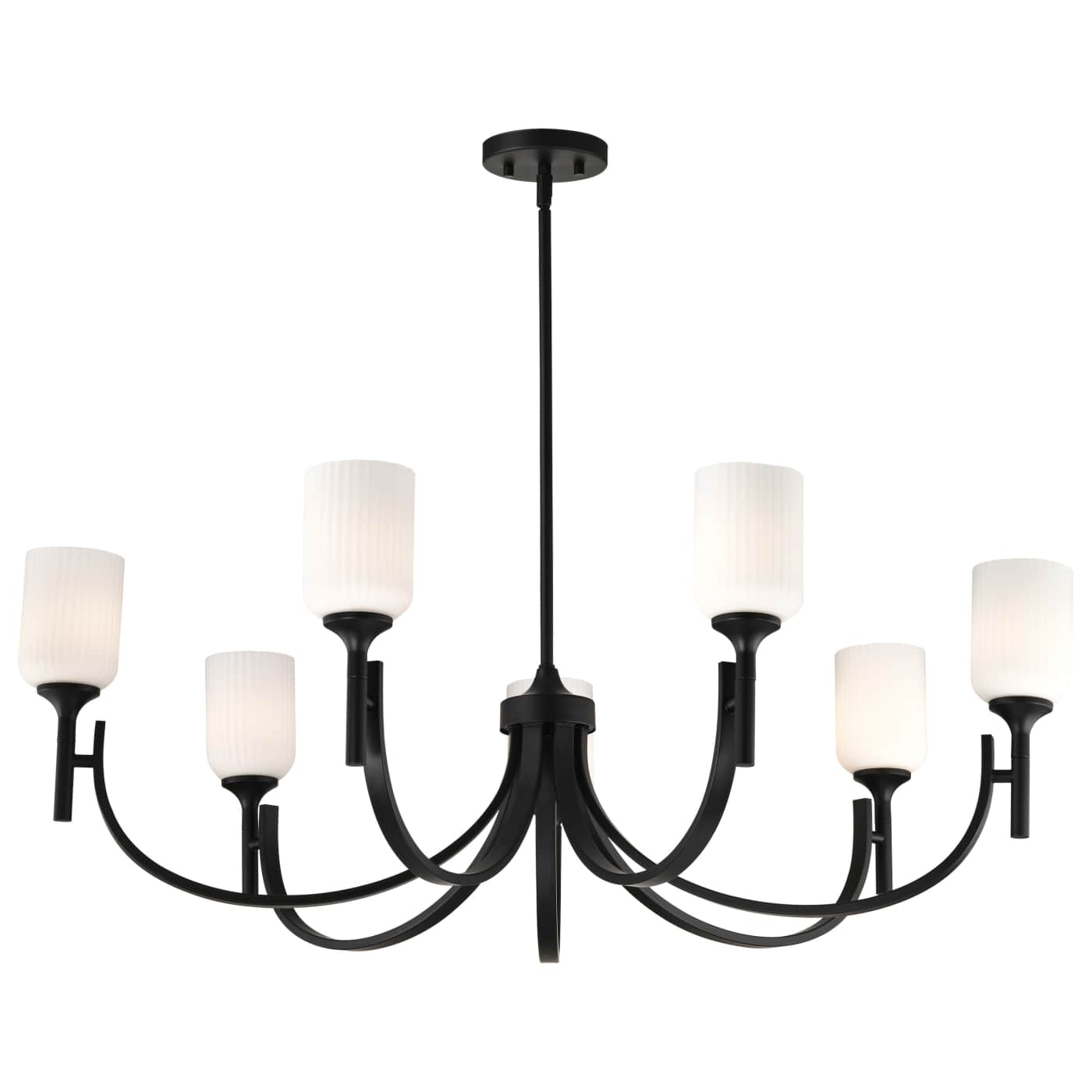 Nuvo 60-8651 Solara 40" Indoor Chandelier Ceiling Light - Finish: Matte Black - Frosted Ribbed Glass
